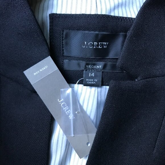 NWT JCrew Regent Blazer Jacket Womens 14 Black Wool Flannel B0323 Long Sleeve - Picture 3 of 12